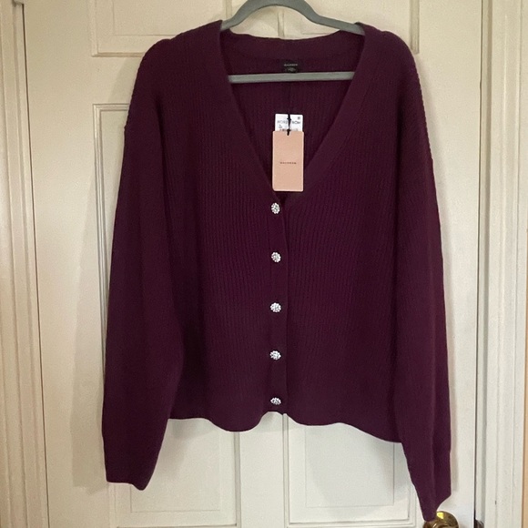 NWT HALOGEN WOMEN'S EMBELLISHED BUTTON CARDIGAN SWEATER SIZE XL DEEP RUBY NEW - Picture 12 of 12